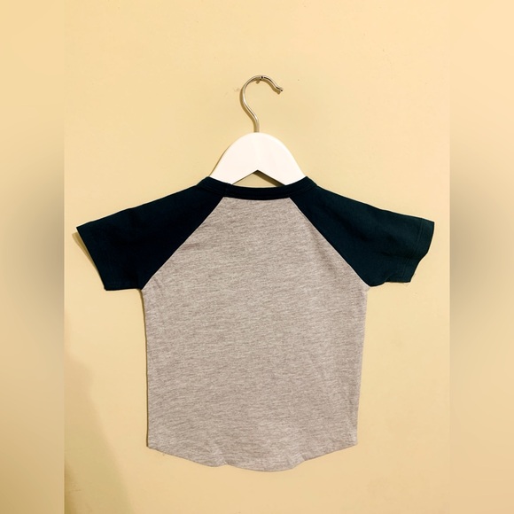 Three Sixty Baby Boys Gray Dinosaur Graphic Print Short Raglan Sleeve T-Shirt - Picture 2 of 3